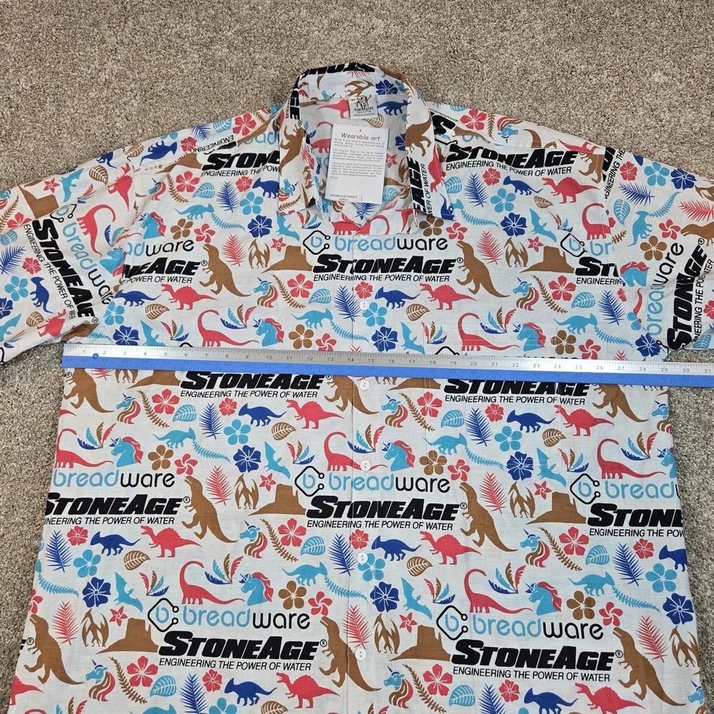 Rum Reggae Mens StoneAge Breadware Button Up Dinosaur Shirt‎ Size 2XL hawaiian - Picture 6 of 9